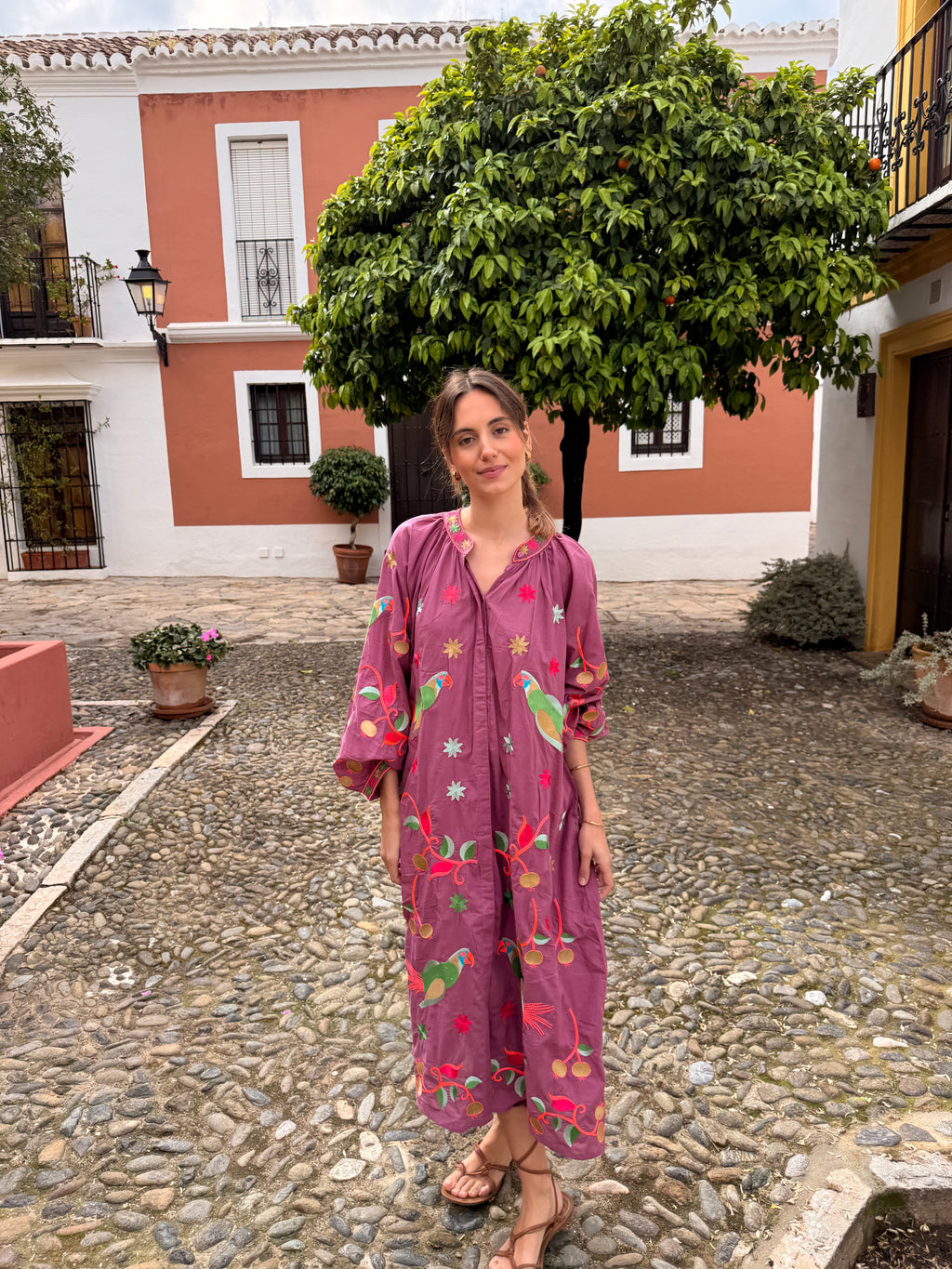 VESTIDO PARROT BERENJENA