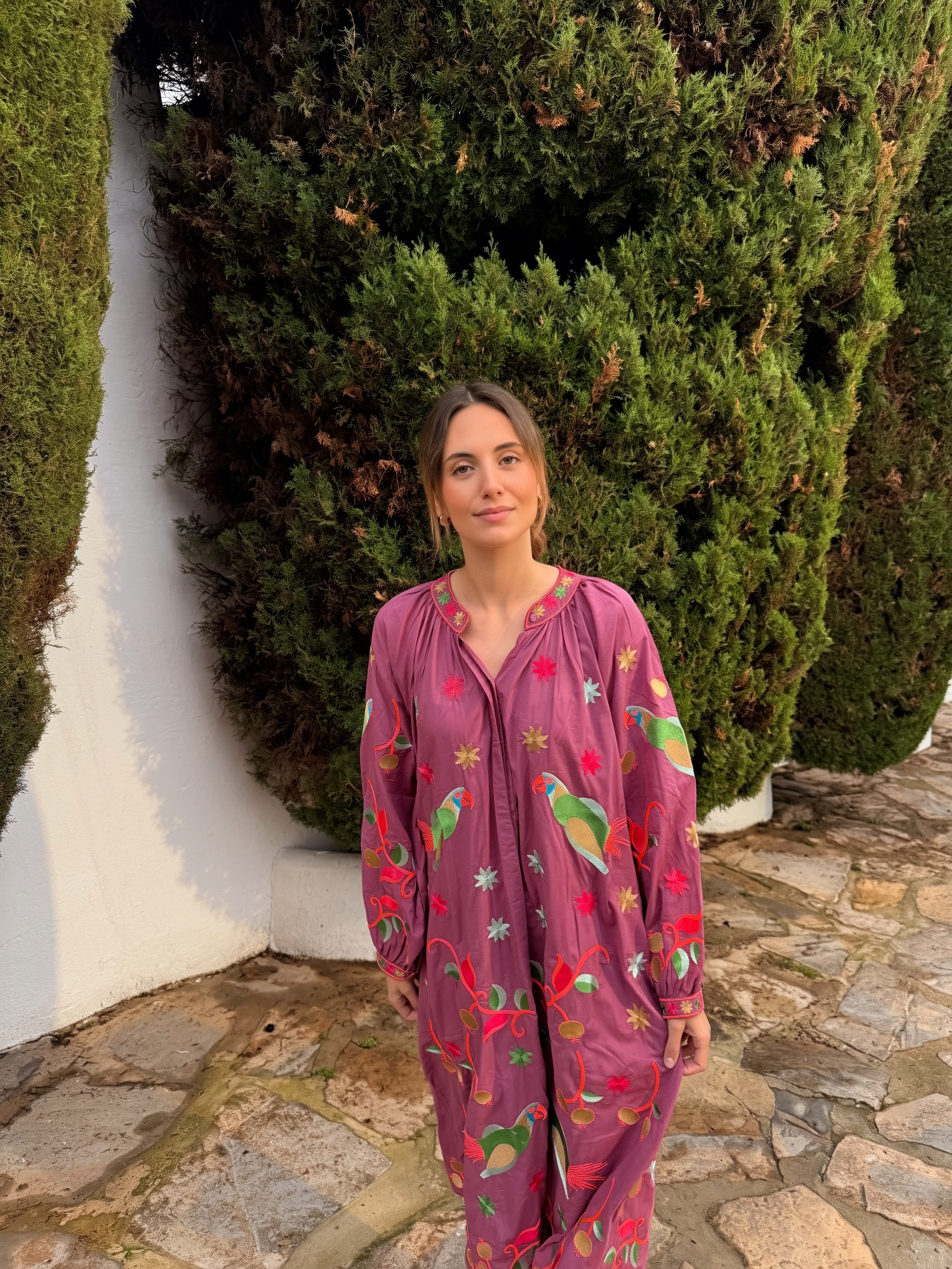 VESTIDO PARROT BERENJENA