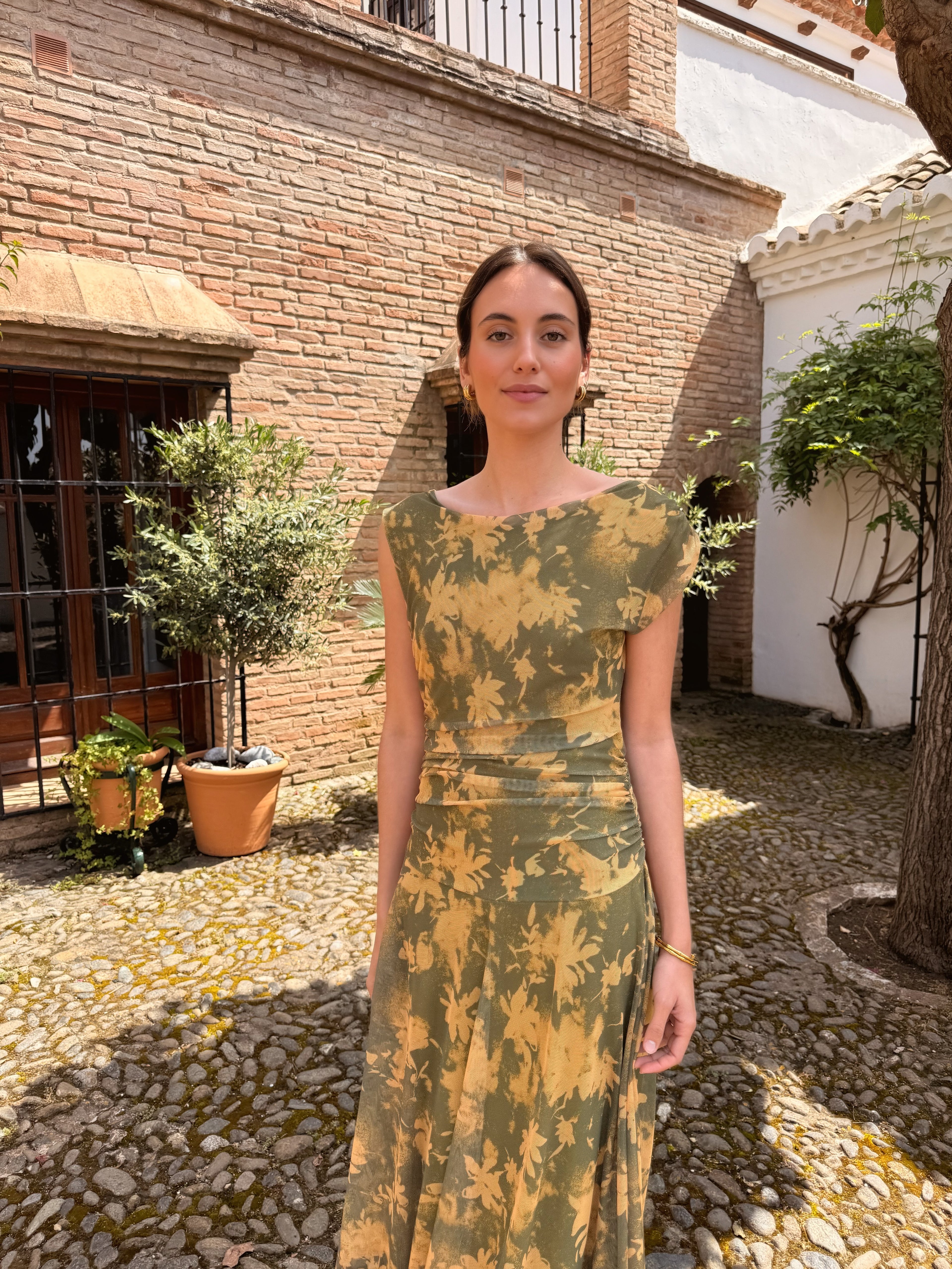 Vestido Flores Verde