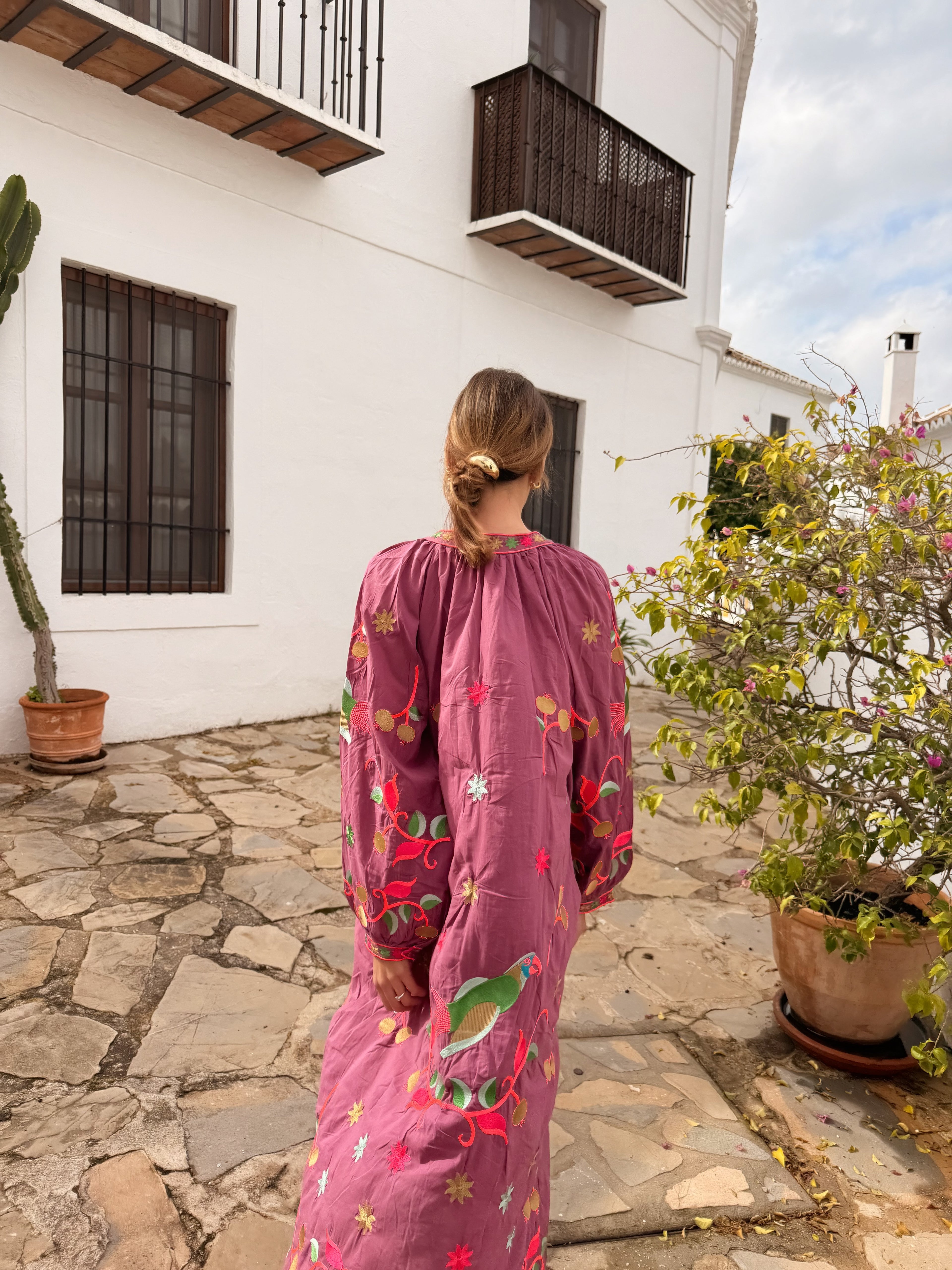 VESTIDO PARROT BERENJENA