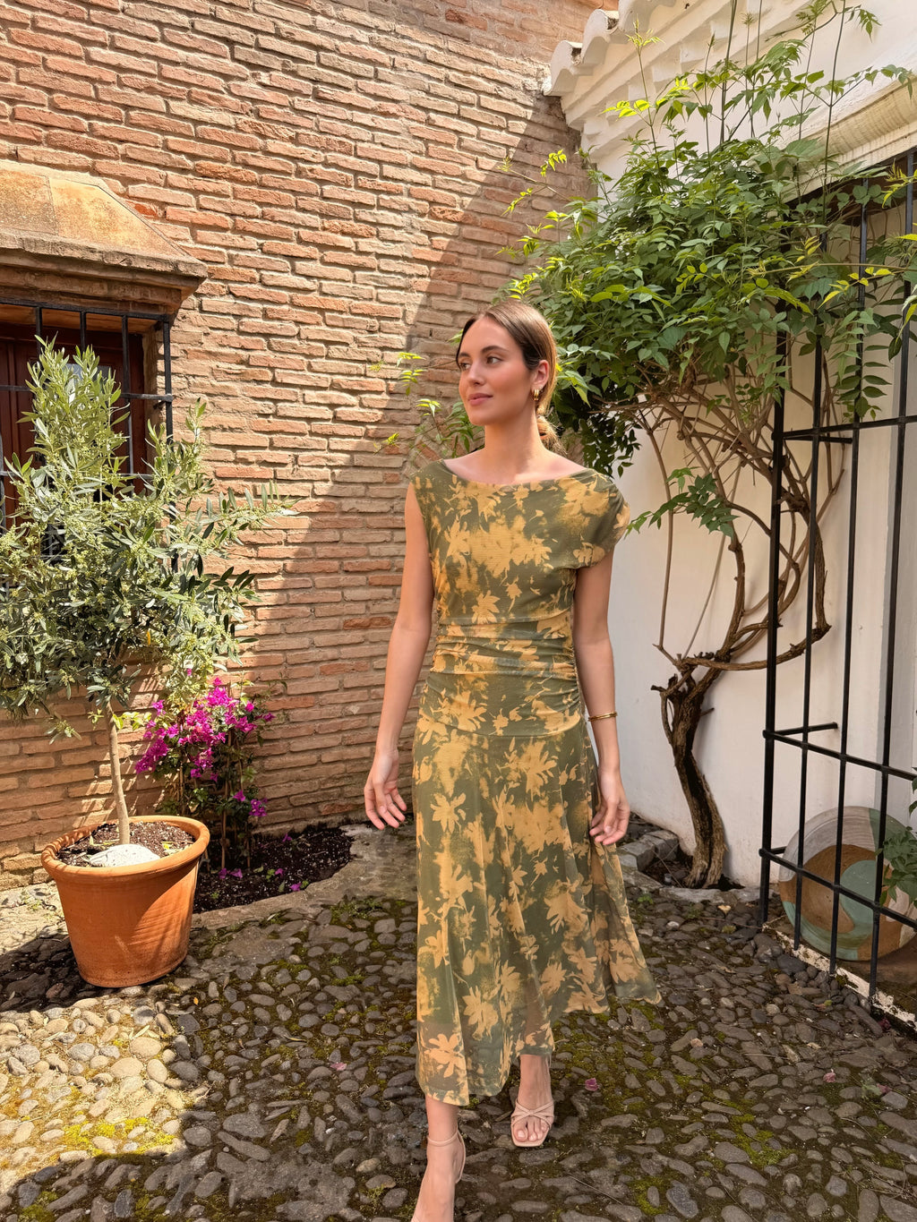 Vestido Flores Verde