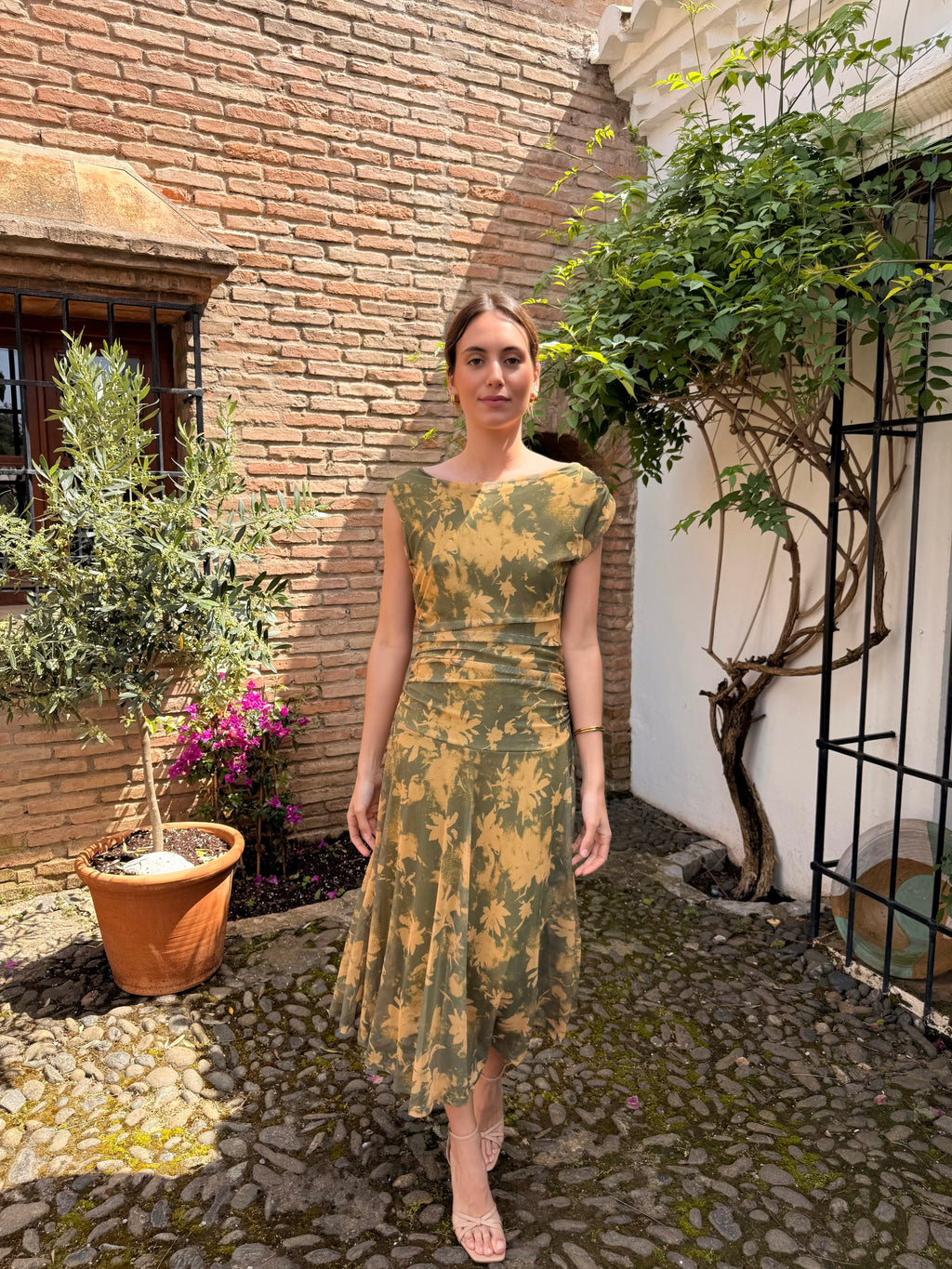 Vestido Flores Verde