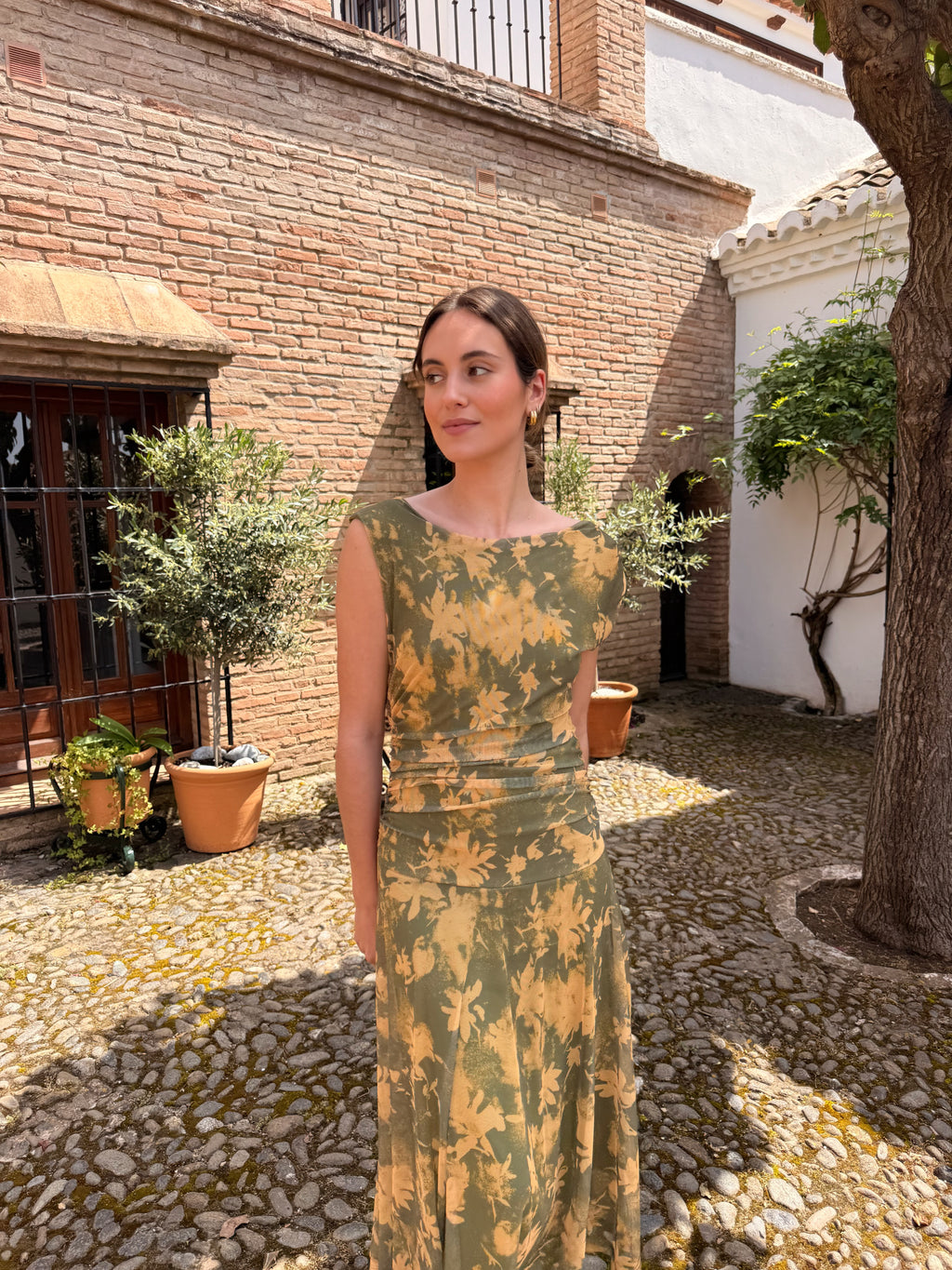 Vestido Flores Verde