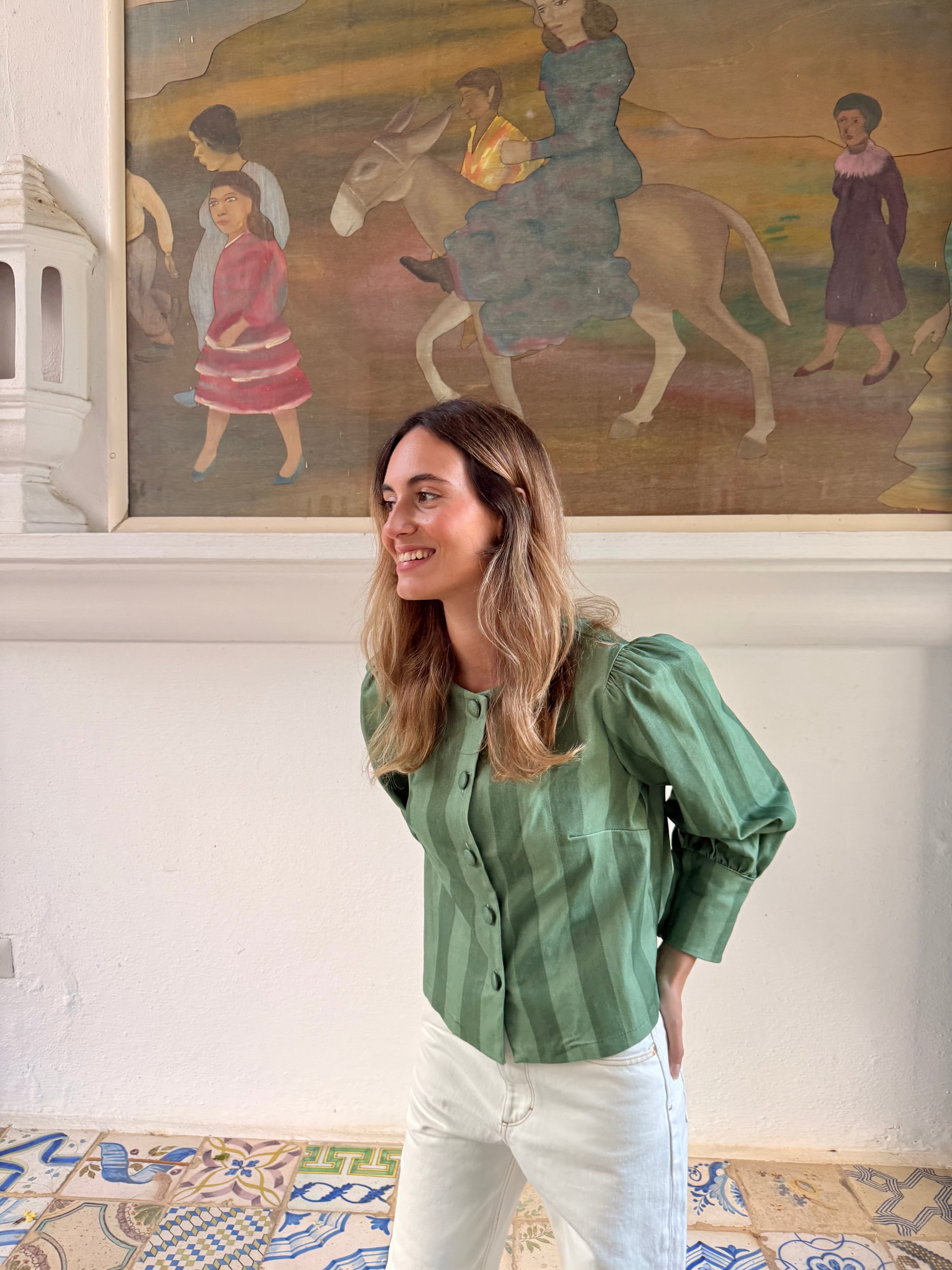 Chaqueta Rayas Verde