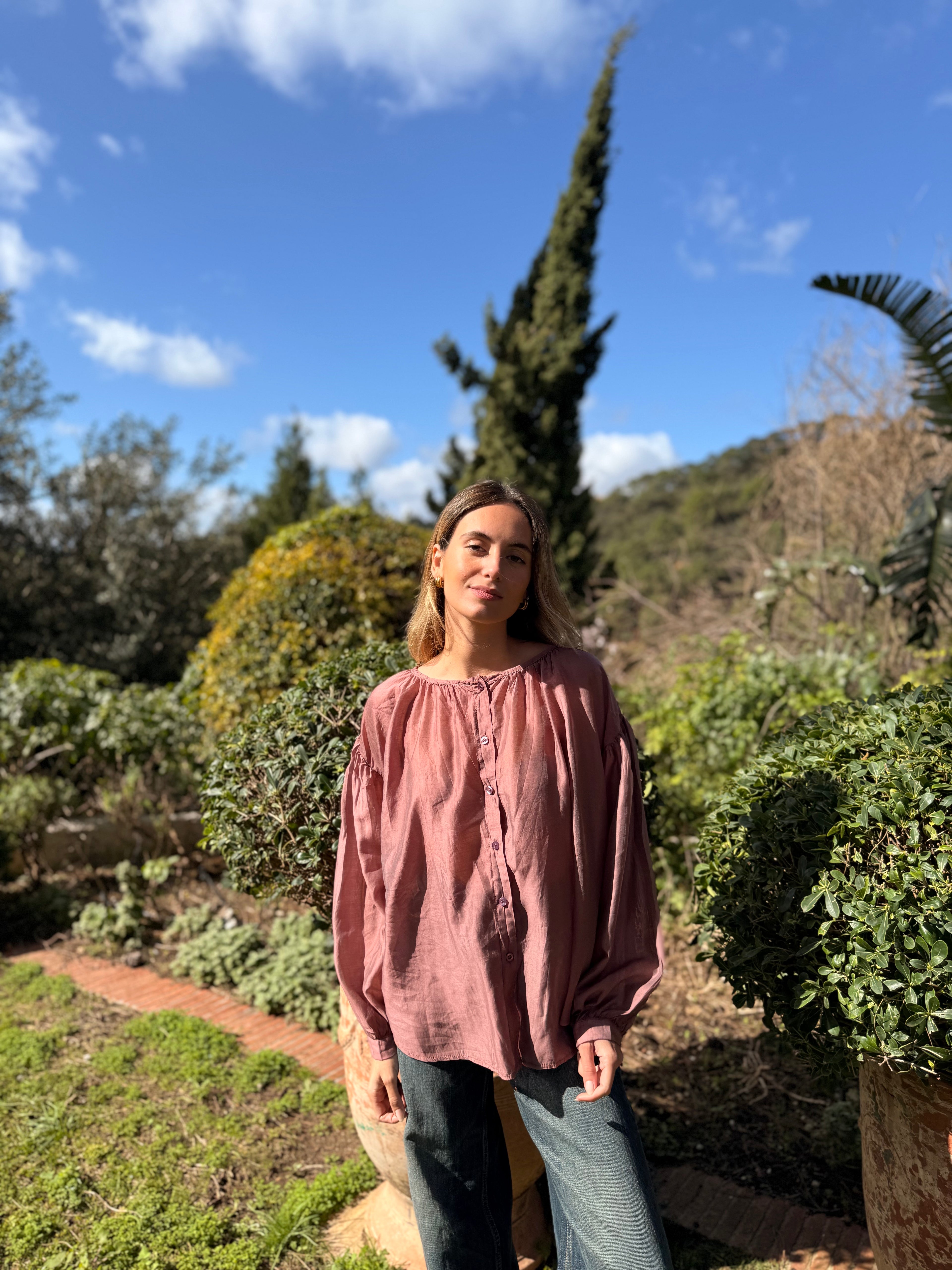 Blusa Fluida Rosa Pálido