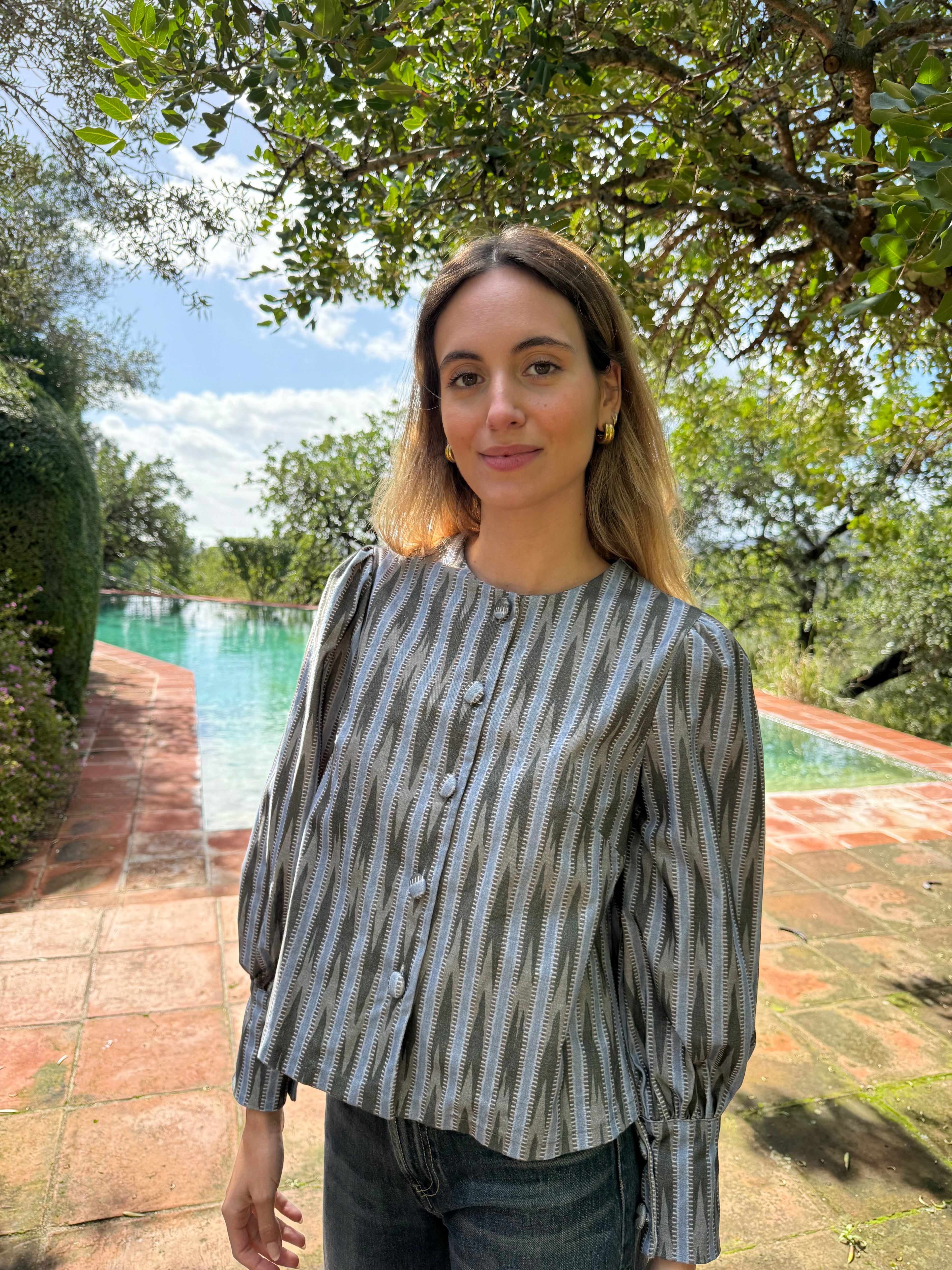 Chaqueta Raya Irregular Verdosa