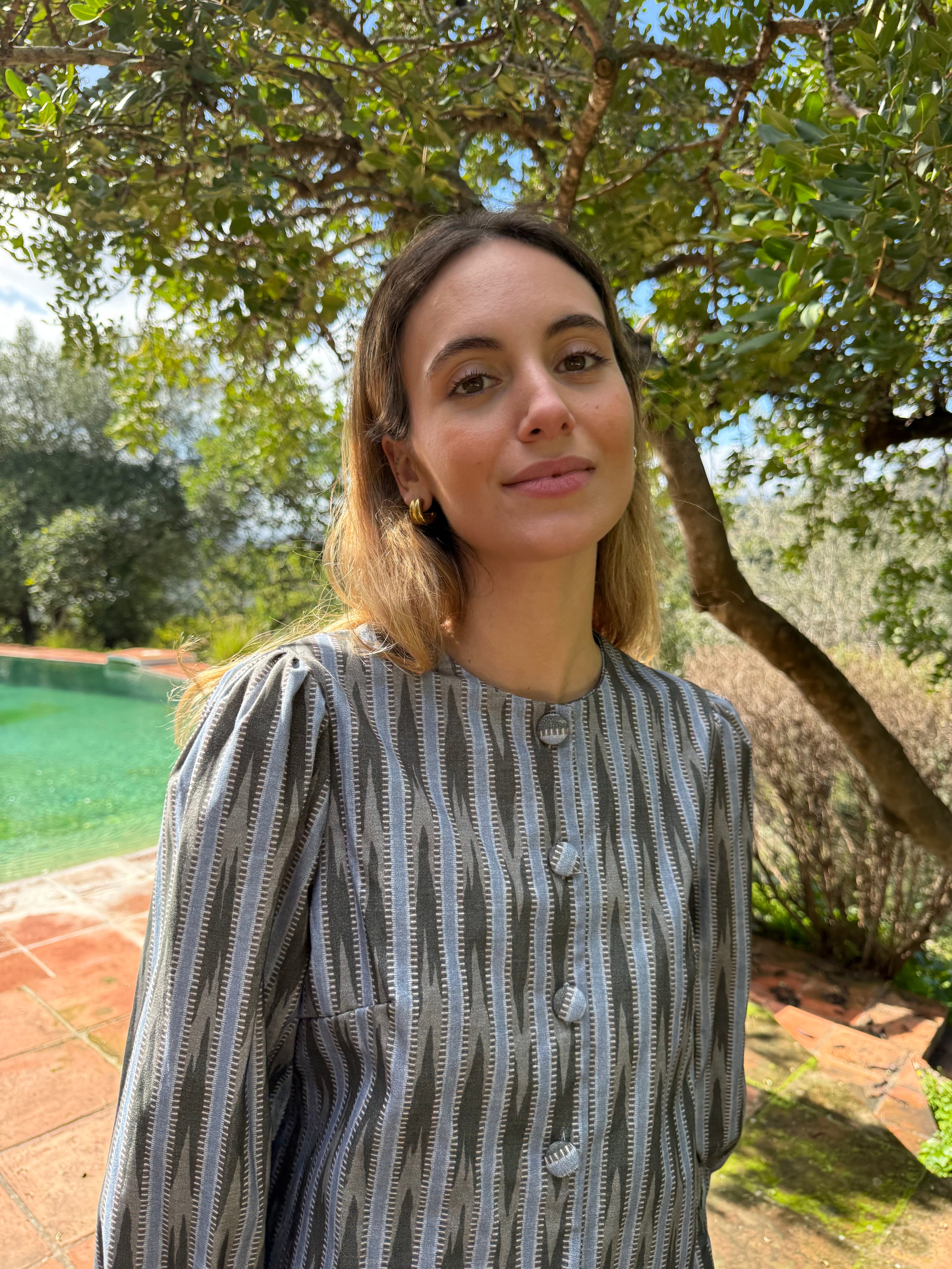 Chaqueta Raya Irregular Verdosa