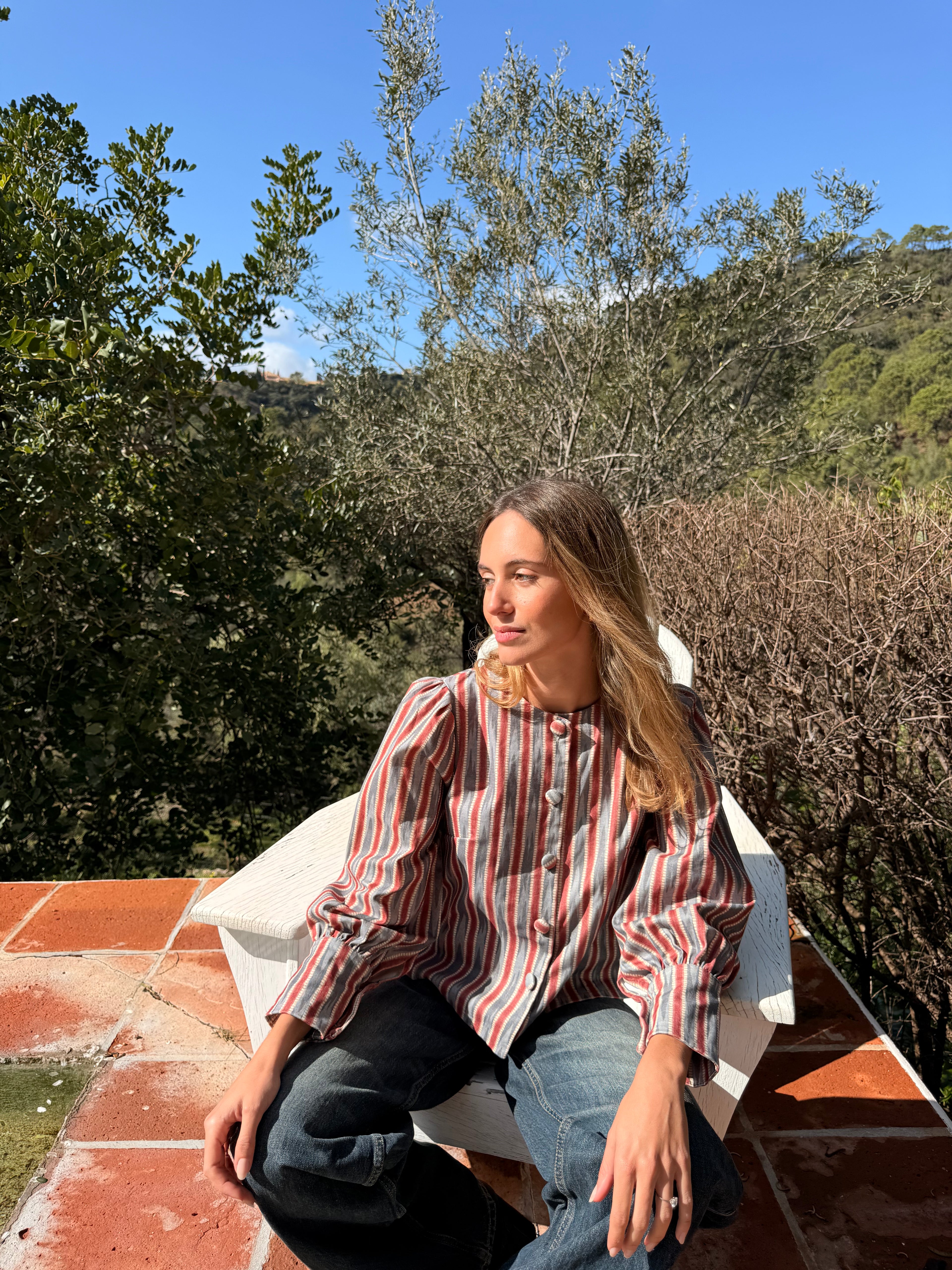 Chaqueta Raya Irregular Rosada