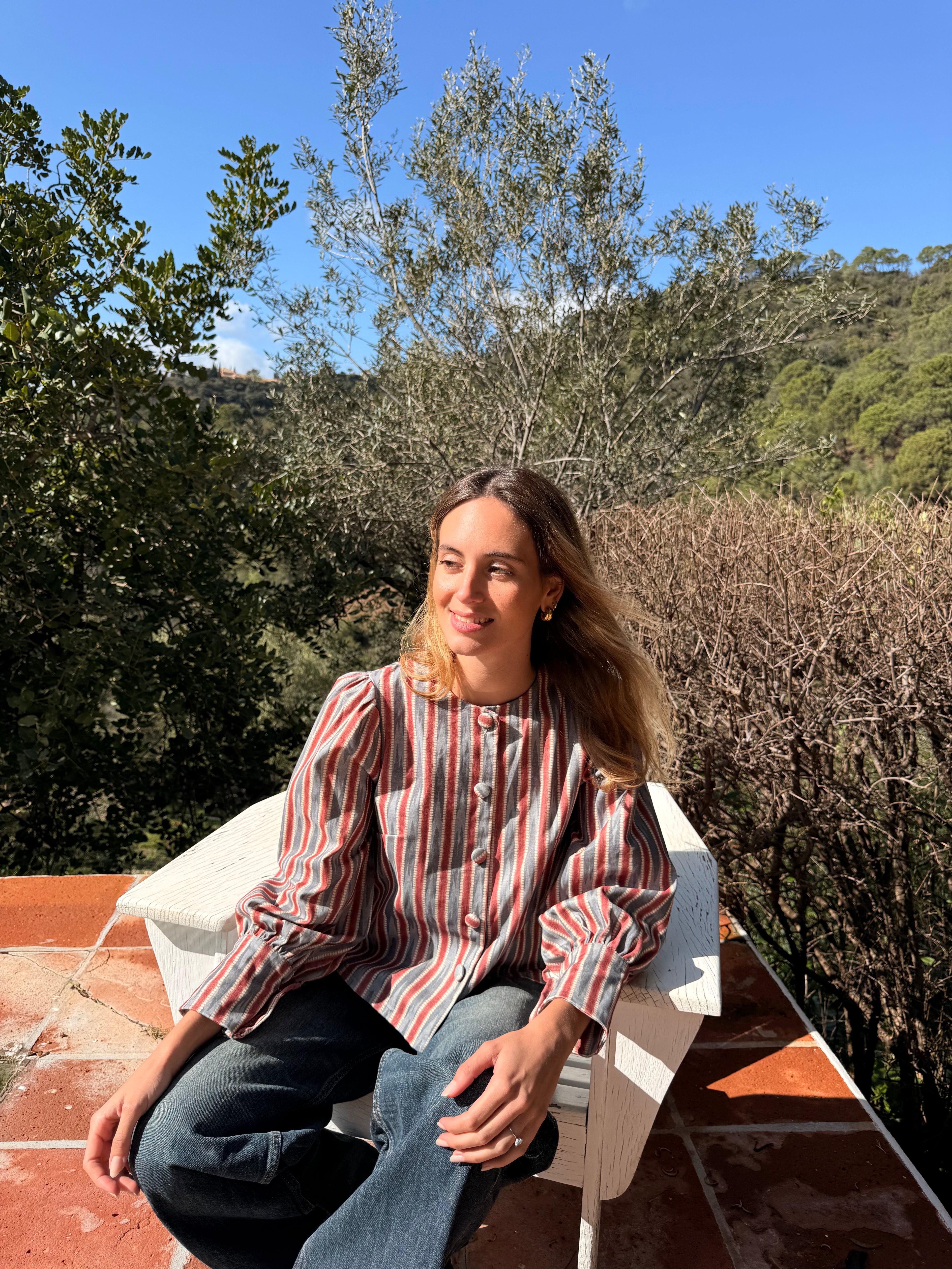 Chaqueta Raya Irregular Rosada