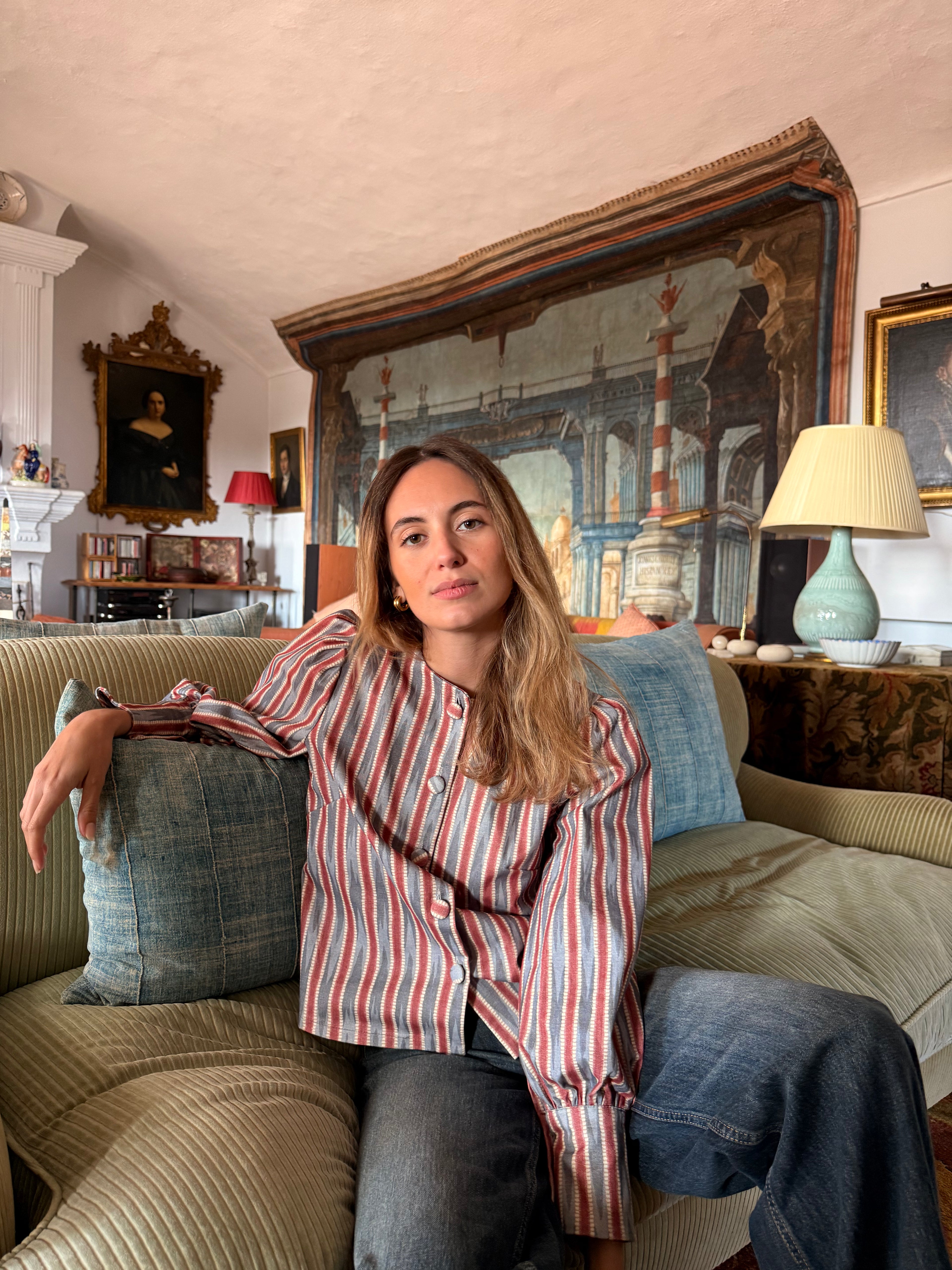 Chaqueta Raya Irregular Rosada