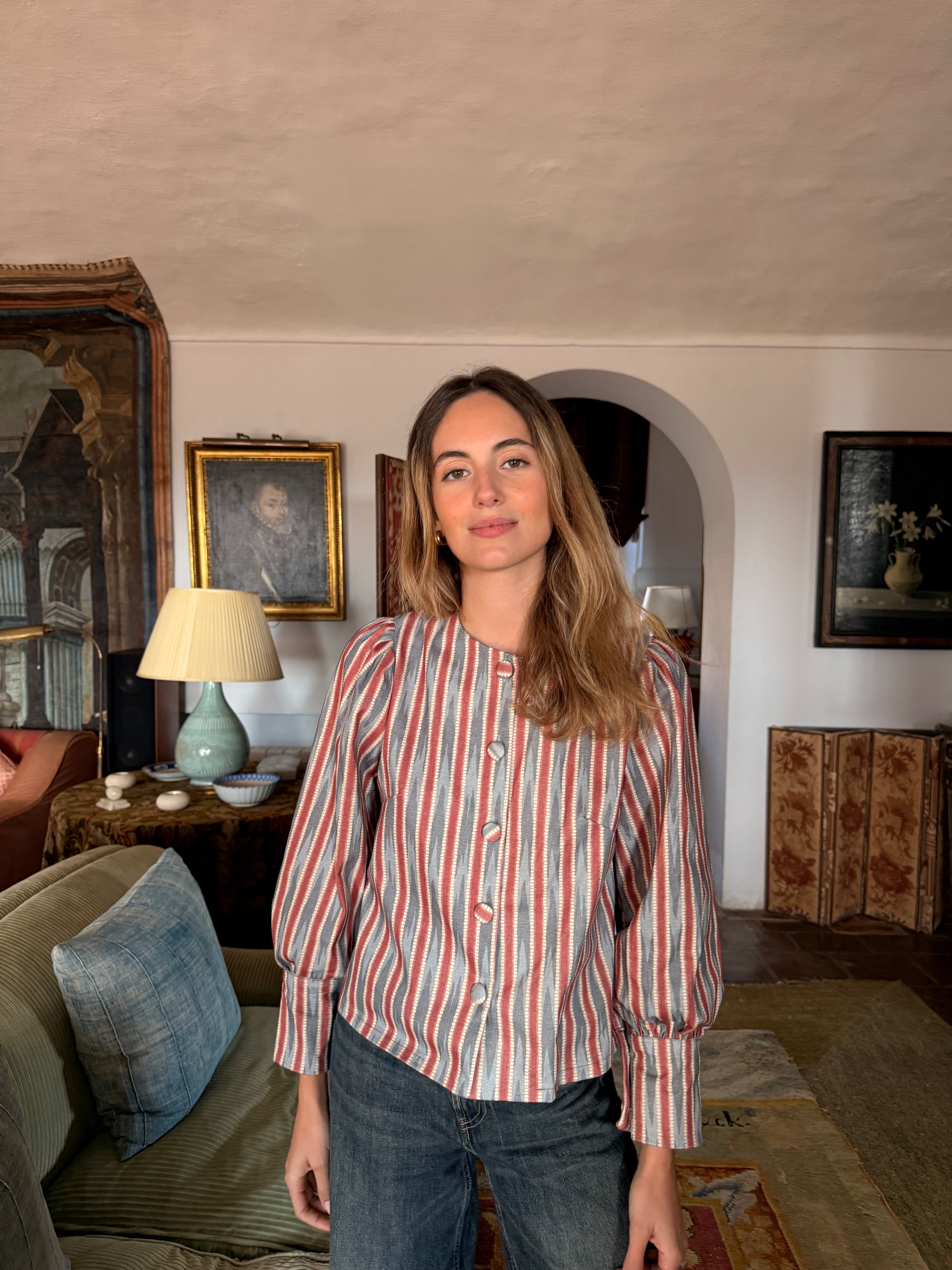 Chaqueta Raya Irregular Rosada